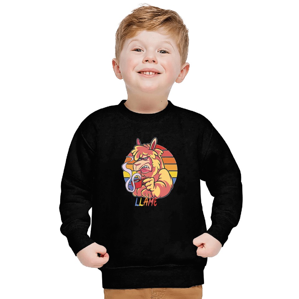 Llama Pet Llame Llama with coffee bored Sweatshirts