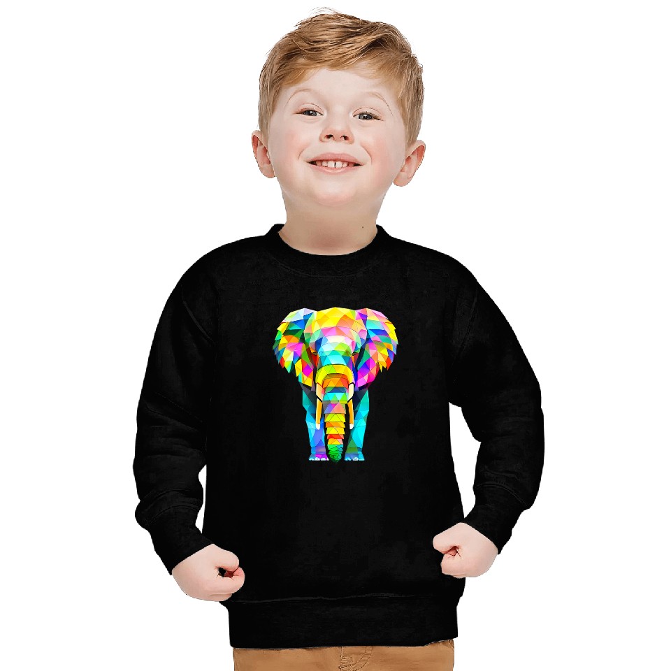 Elephant Mammal Colorful Elephant Abstract Geometric Sweatshirts