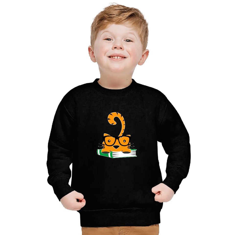 Book Fun Cat Book Lover Nerd Reading Glasses Sweatshirts
