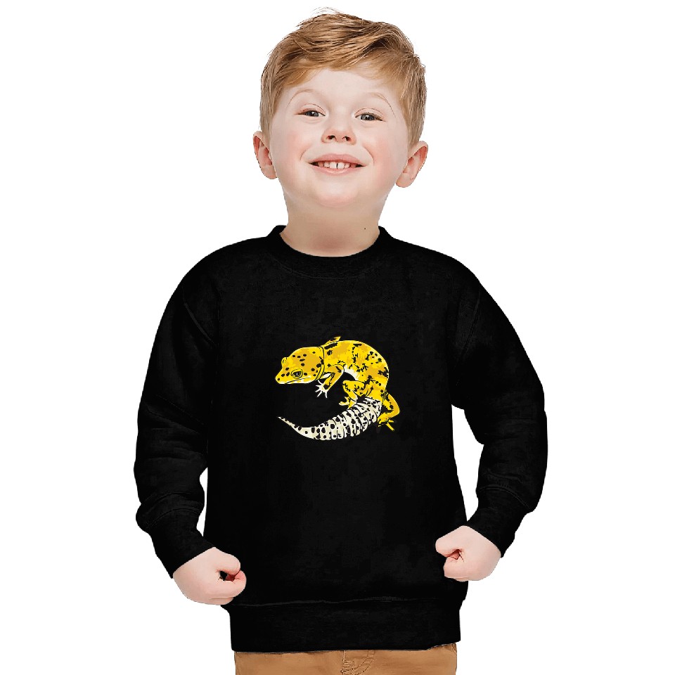 Gecko Pet Drawing Yellow Pet Lizard Kawaii Graphic Sweatshirts