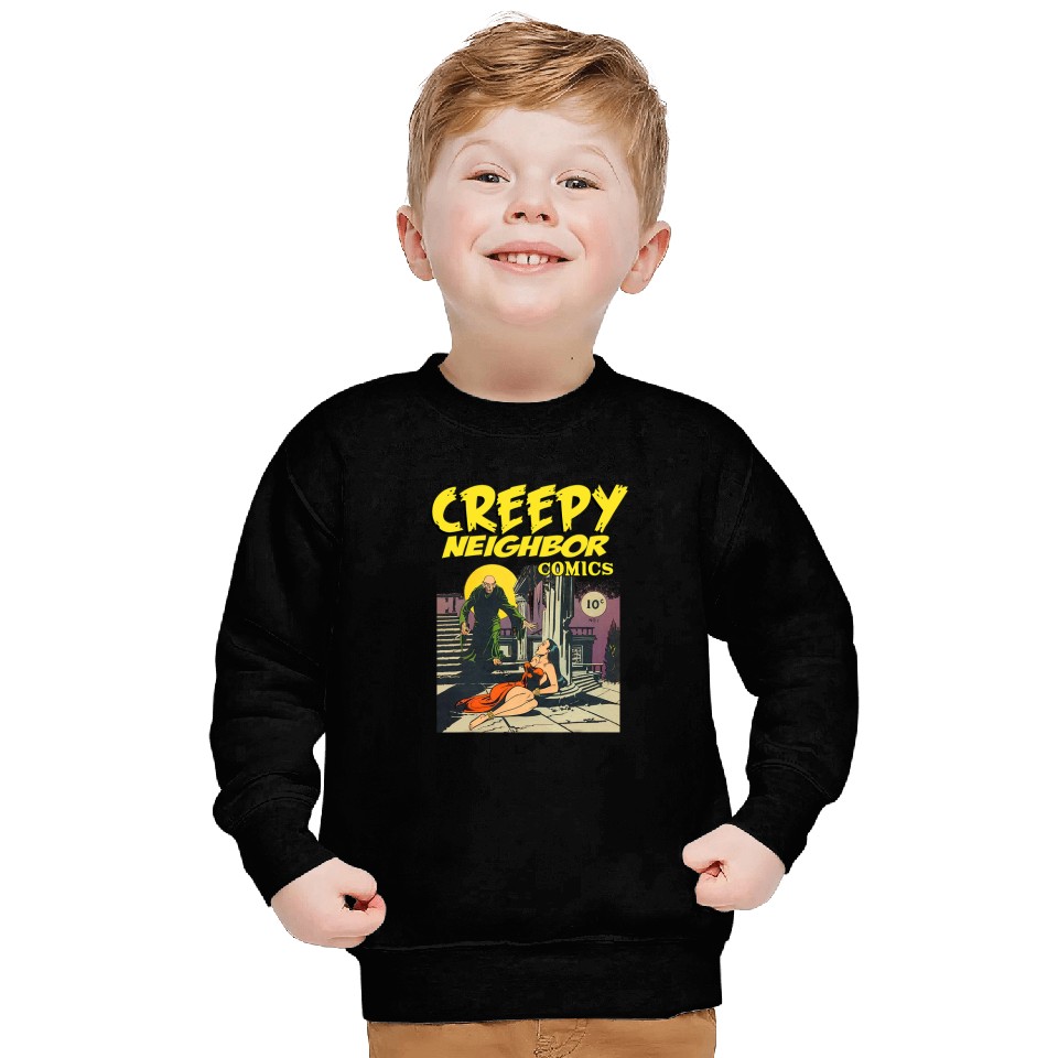 Book Fun FUNNY Creepy Neighbor Comics Parody Horror Comic Sweatshirts