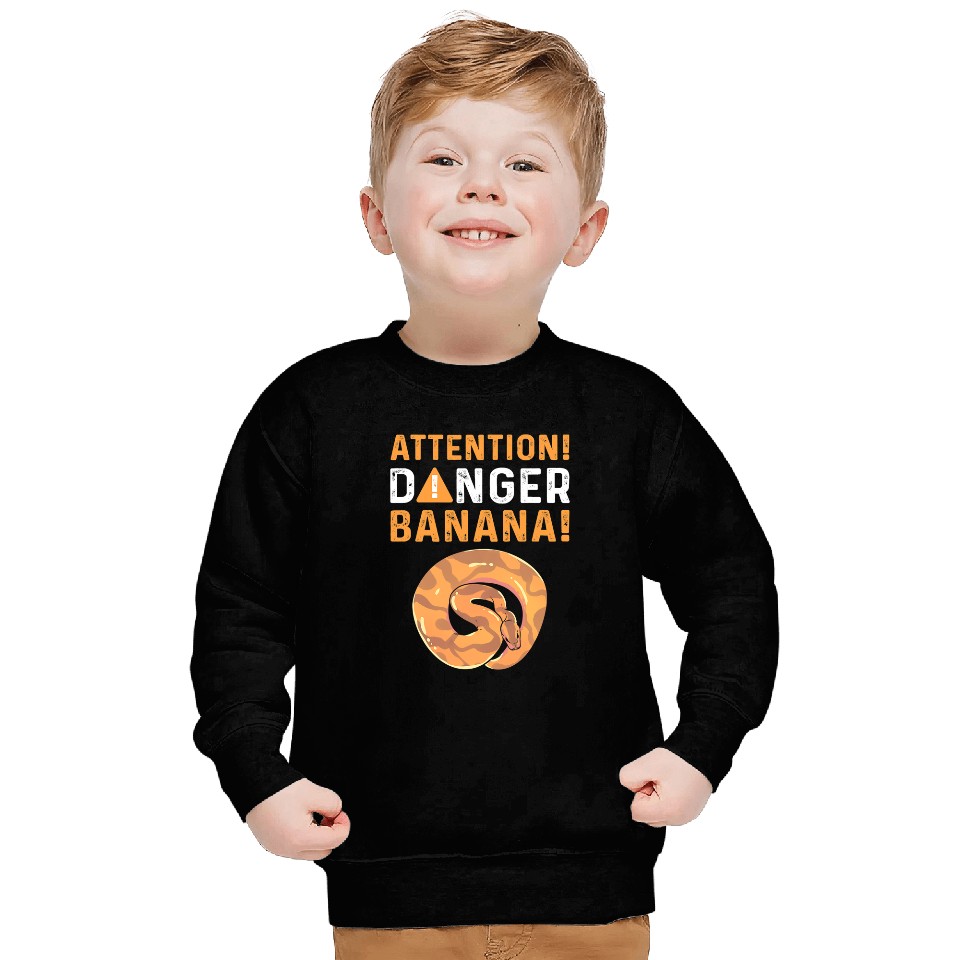 Python Pet Attention Danger Banana Royal Python Banana Ball Python Sweatshirts