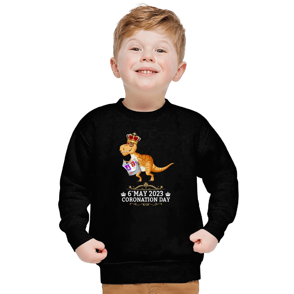 Dinosaur Pet Kings Coronation Dinosaur Kids Union Jack Coronation 1 Sweatshirts