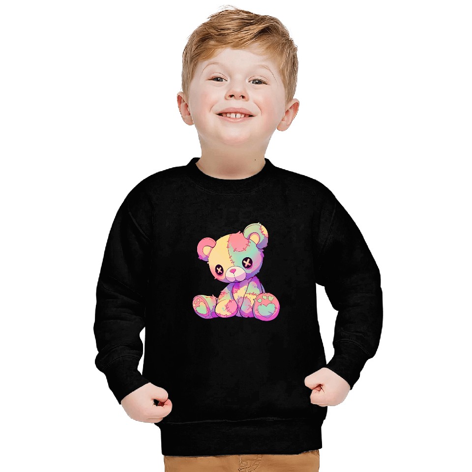 Bear Pet Kawaii Pastel Goth Creepy Cute Witchy Patchwork Teddy Bear Sweatshirts