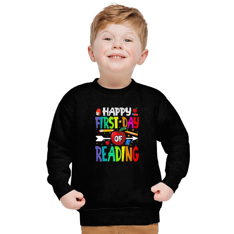 Book Fun Happy First Day Of Reading Teacher Students Sweatshirts