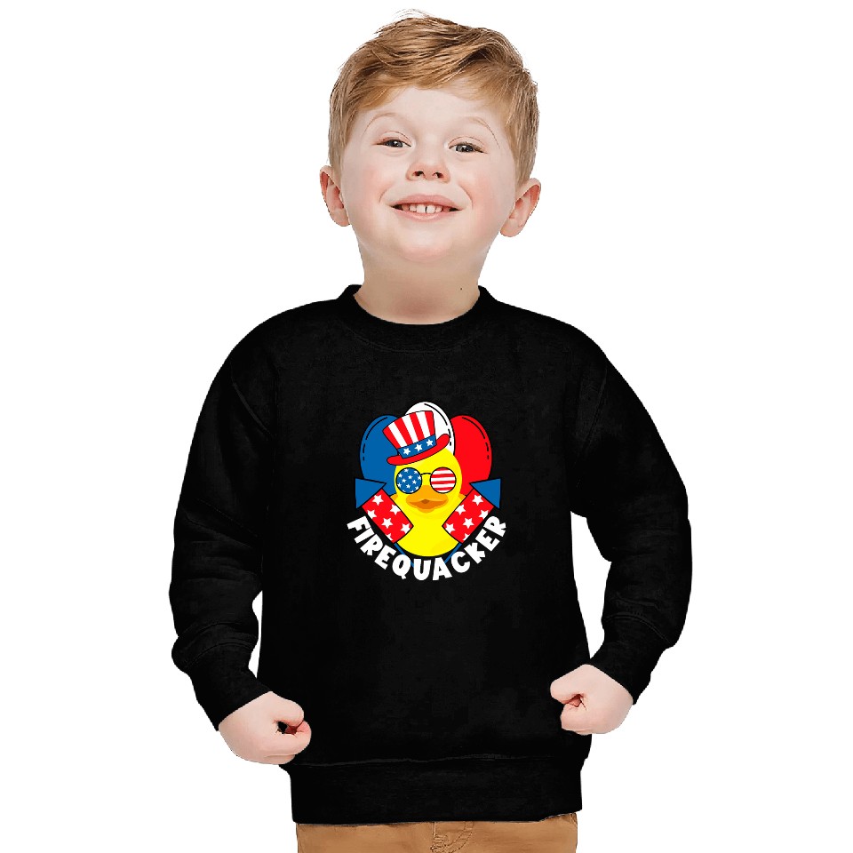 Duck Pet Firequacker Funny 4th of July Firecracker Kid Rubber Duck Sweatshirts