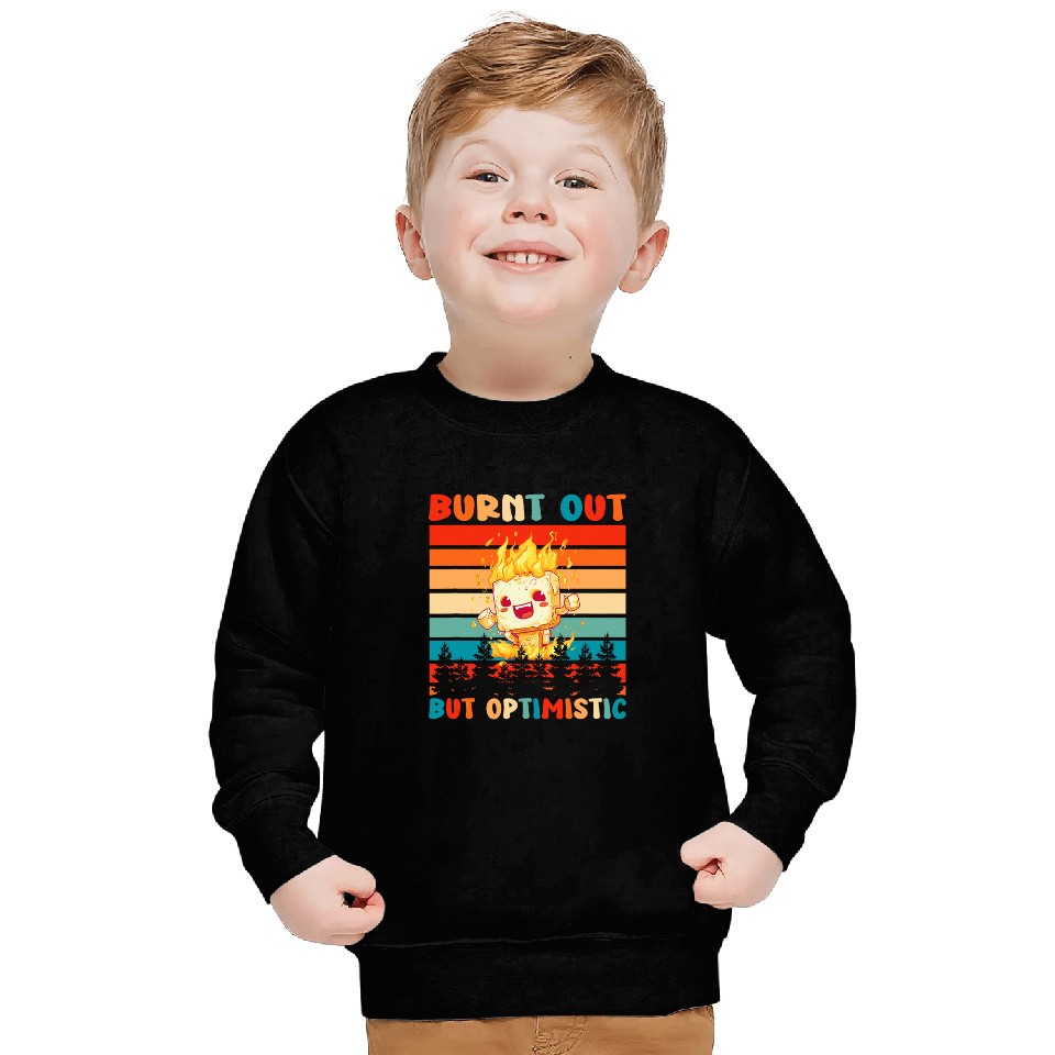 Burnt Out But Optimistic Funny Marshmallow Retro Camping 11 Sweatshirts