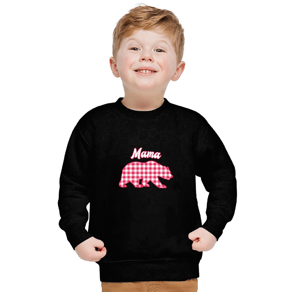 Bear Pet Mama Bear Red Gingham Plaid Sweatshirts