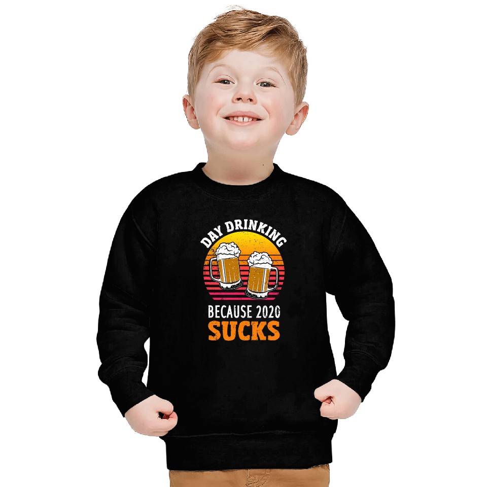 Beer Fun Day Drinking Because Sucks Retro Sunset Beer Drinking Sweatshirts