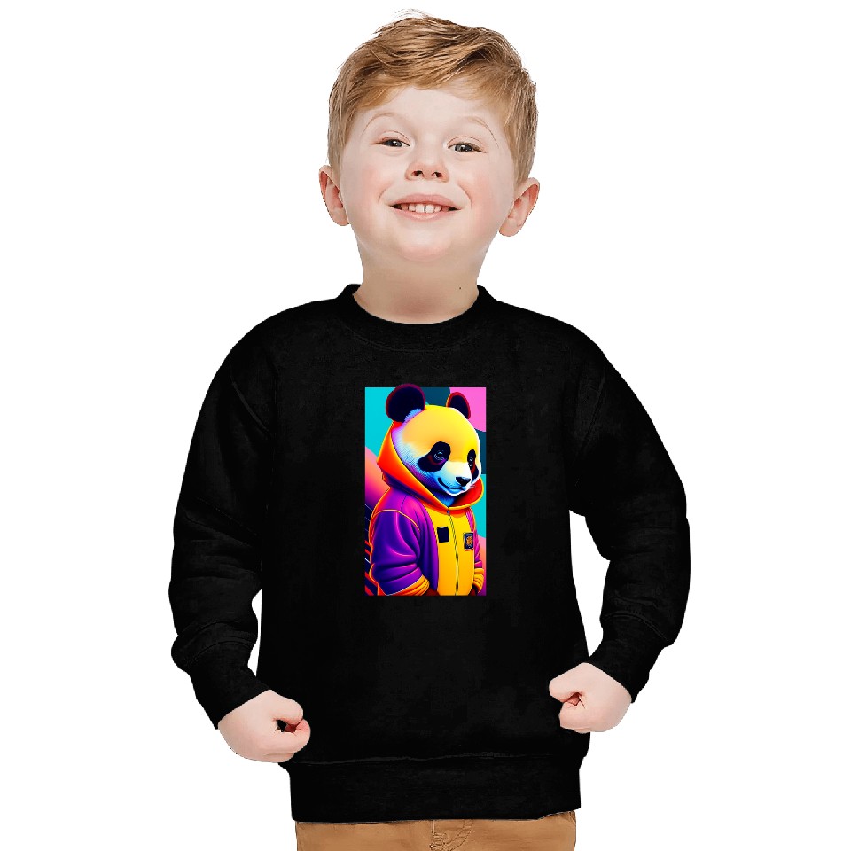Panda Pet 60s Cartoon Style Panda Bear Underground Far Off Galaxy Sweatshirts