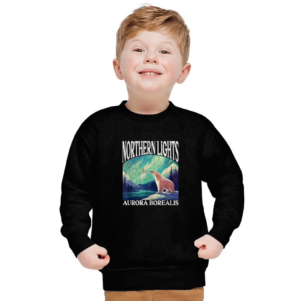 Bear Pet Northern Lights Aurora Borealis Polar Bear Sweatshirts