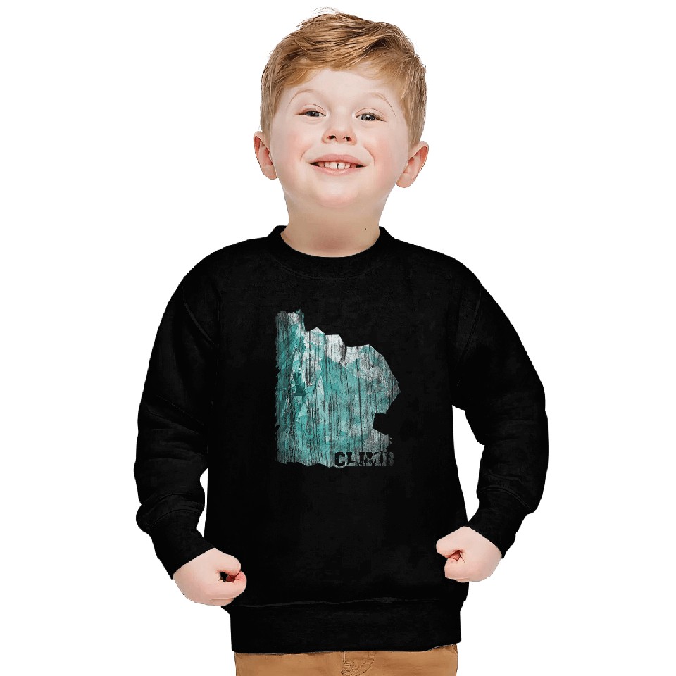 Climb Boulder Rock with Climb Grunge Light Blue Sweatshirts