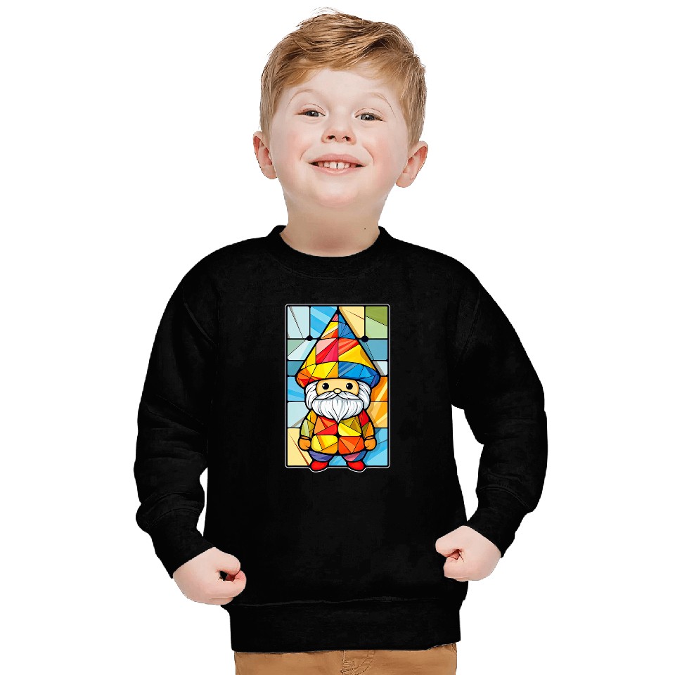 Cute Geometric Garden Gnome Stained Glass Sweatshirts