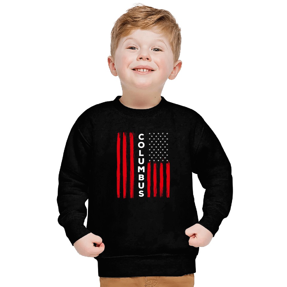 Columbus Day Distressed USA Flag Sweatshirts