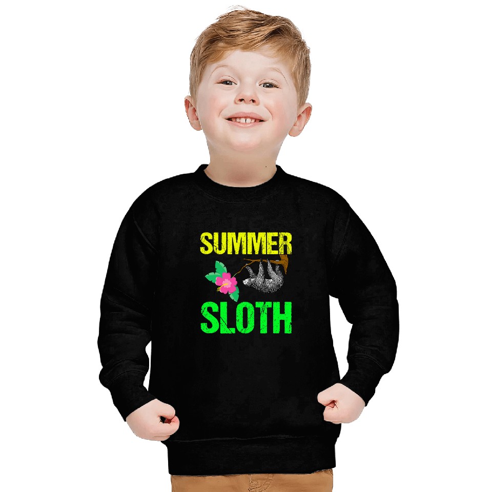 Sloth Pet Cute Summer Sloth Hibiscus Flower Sweatshirts