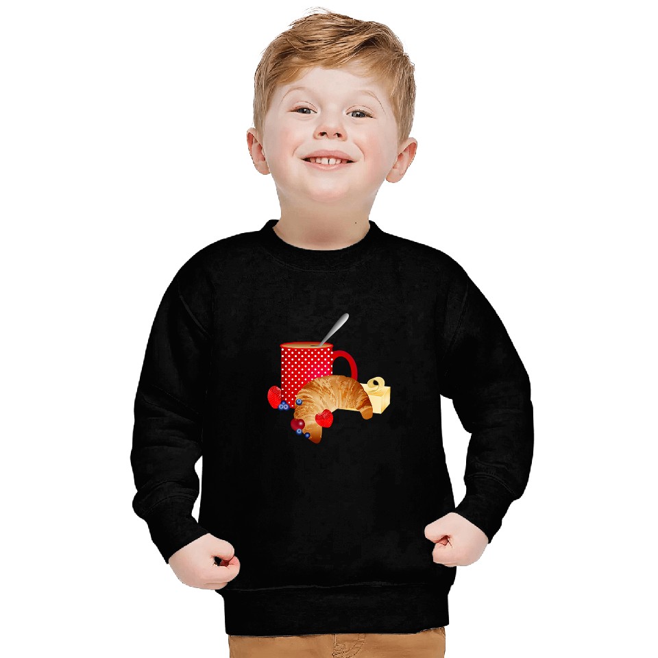 Coffee Fun Breakfast still life with croissant coffee berries 1 Sweatshirts