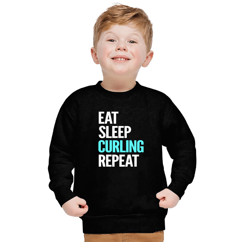 Eat Sleep Curling Repeat Devoted Supporter Gift Sweatshirts