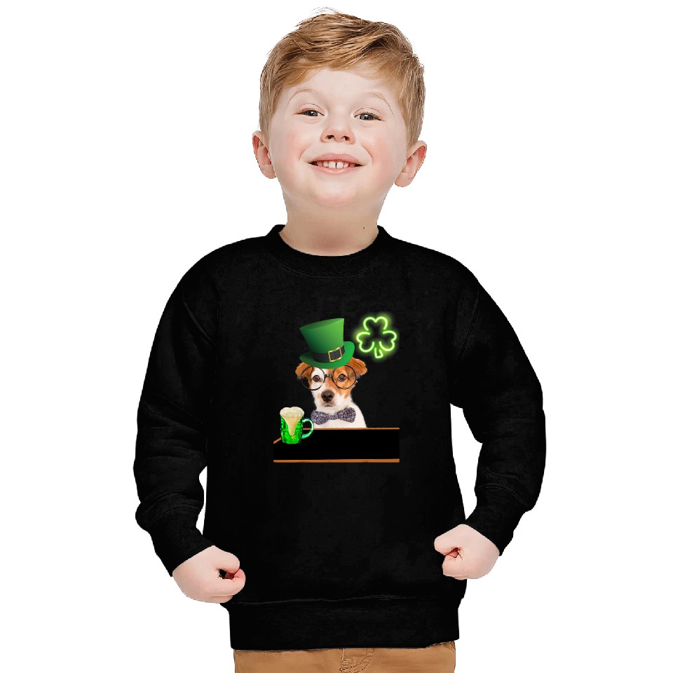 Beer Fun Jack Russell St Patricks Day Irish Green Beer Hat Sweatshirts