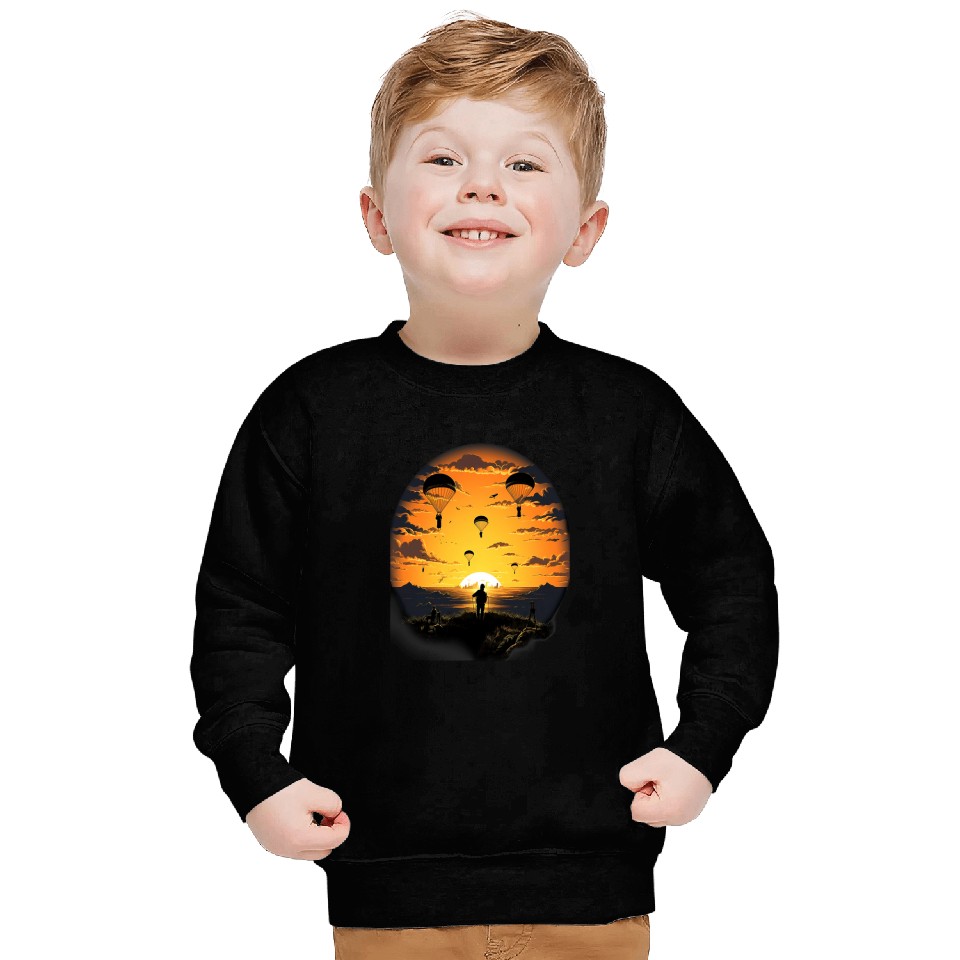 Skydiving Parachuting Skydivers Parachute Sunset Sweatshirts