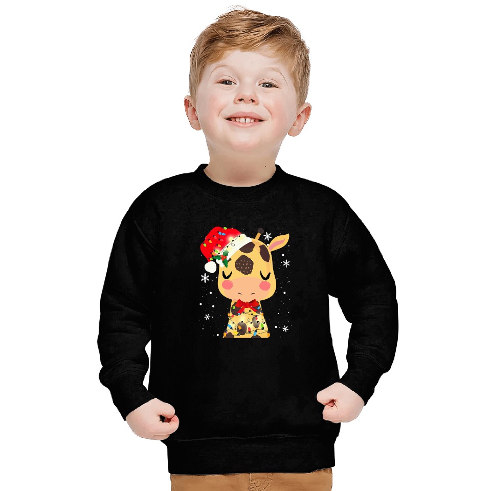 Giraffe Pet christmas light xmass mom dad s Sweatshirts