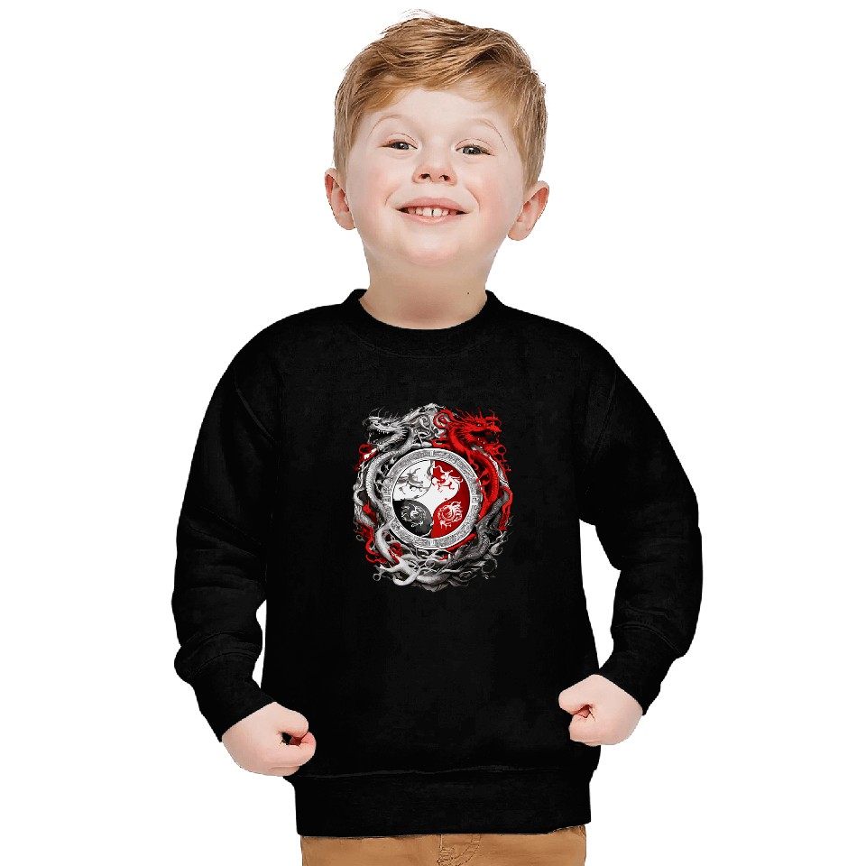 Dragon Pet two dragons facing off dragon yingyang Sweatshirts