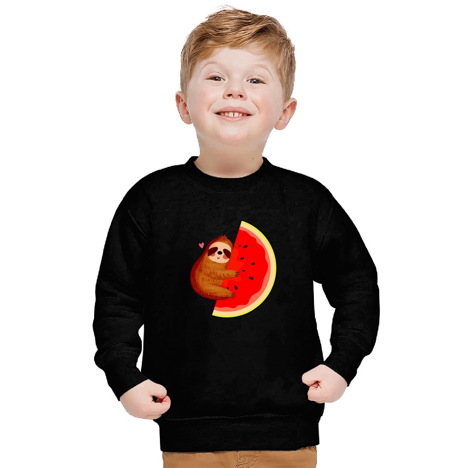 Sloth Pet Watermelon Melon Summer Tropical Fruit Lovers Sweatshirts