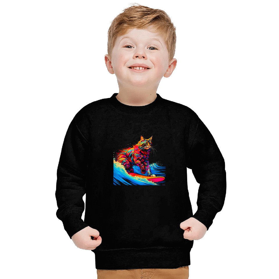 Surfing Maine Coon Cat Surf Sweatshirts