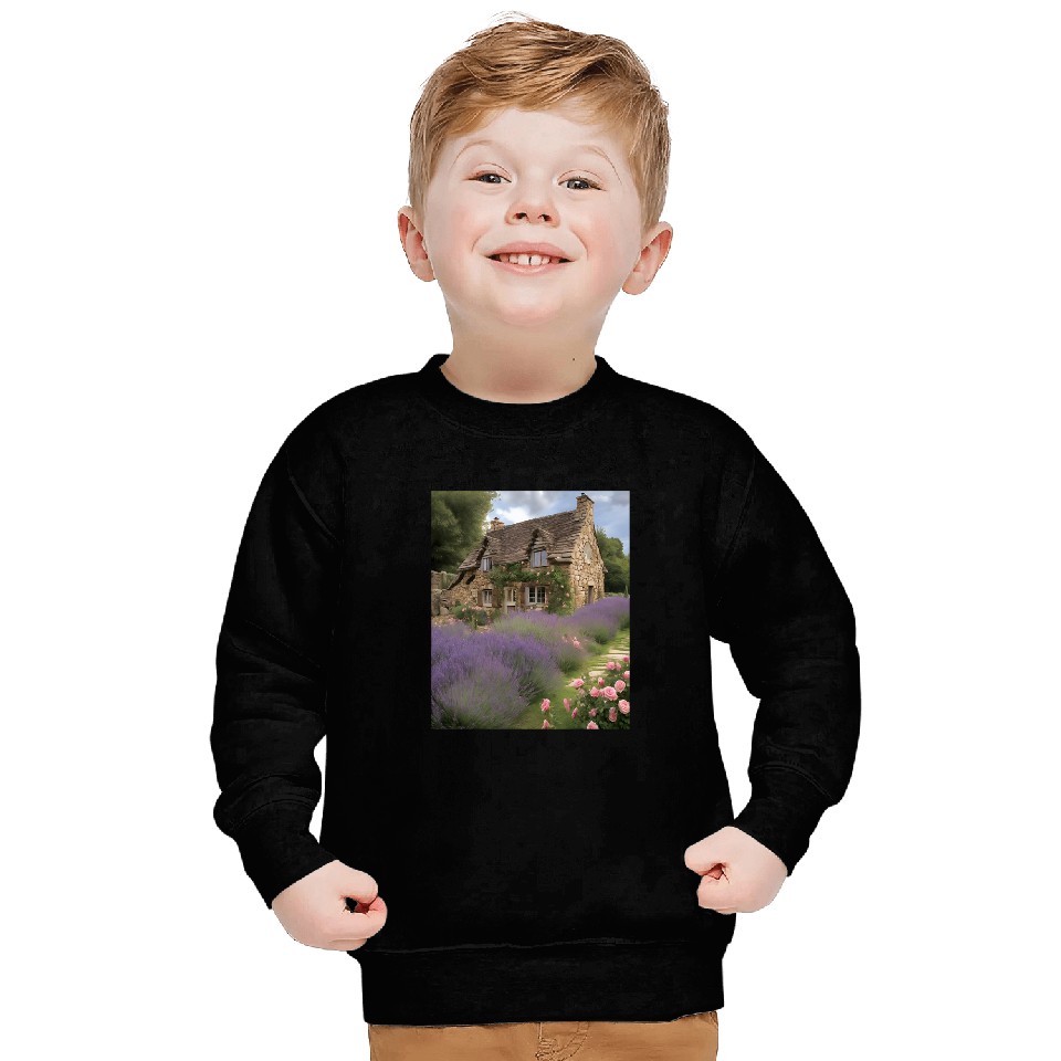 Stone Cottage Garden Roses Lavender Sweatshirts