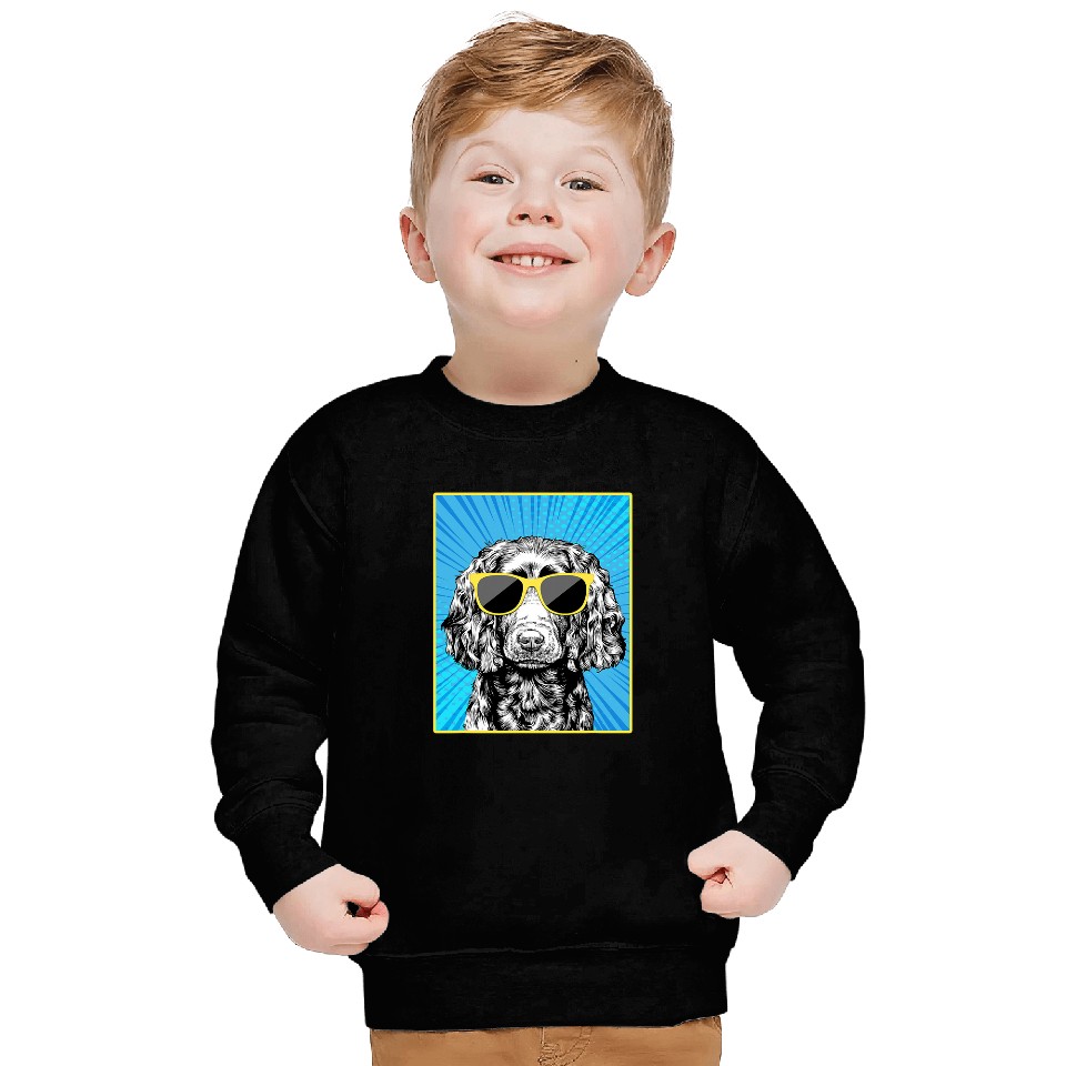 Boykin Spaniel Portrait Pop Art Dog with Sunglasses Sweatshirts
