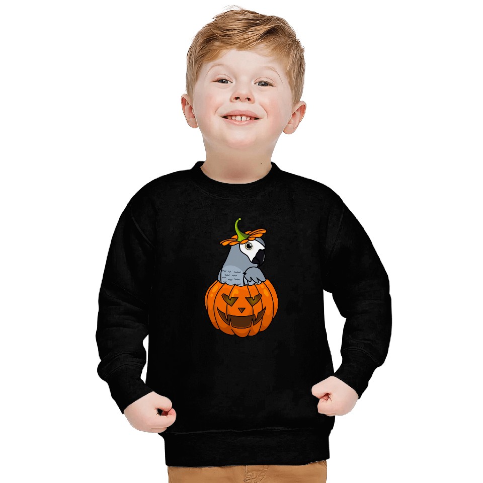 Halloween Pumpkin Parrot I African Grey Sweatshirts