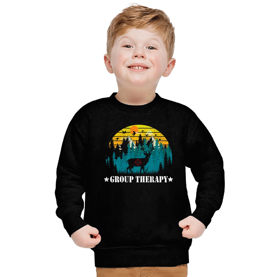 This Is What I Call Group Therapy Funny Retro Hunting Deer Sweatshirts