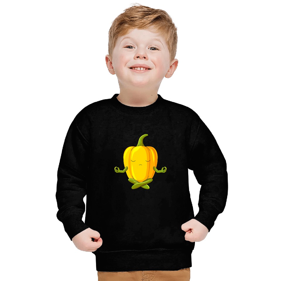 Lacrosse Gift Funny Yoga Vegetable Meditating Bell Pepper Sweatshirts