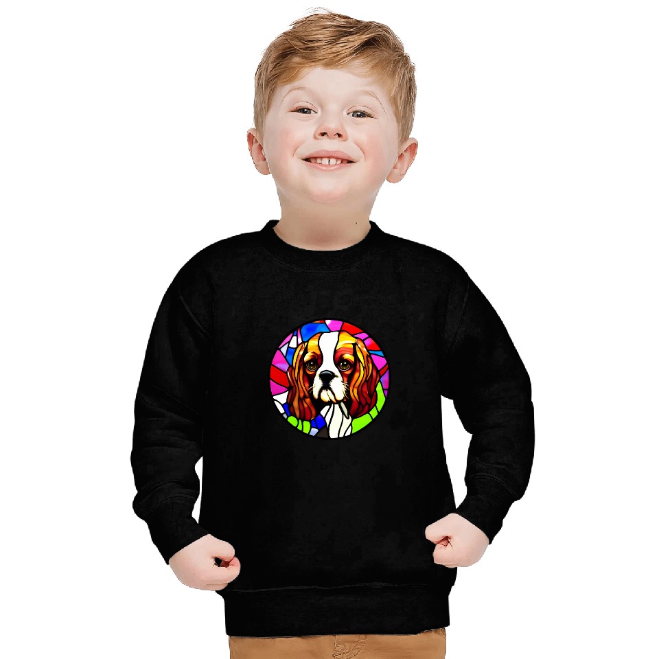 Cavalier King Charles Spaniel Stained Glass Pop Art 7 Sweatshirts