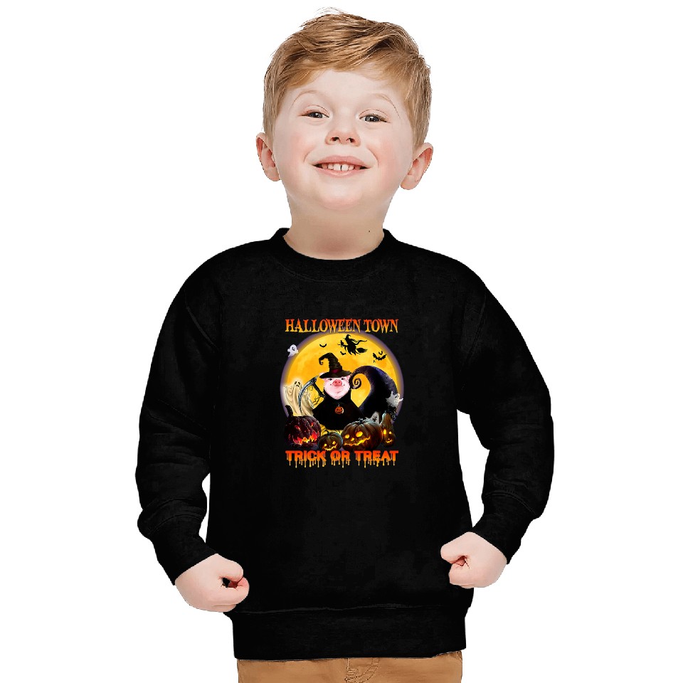 pig witch halloween town trick or treat happy halloween Sweatshirts
