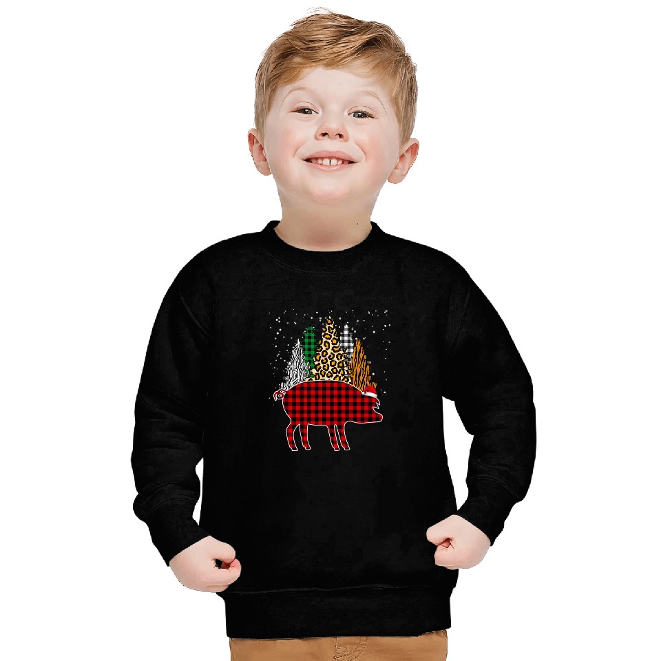 red buffalo plaids pig tree leopard animal christmas pajamas Sweatshirts