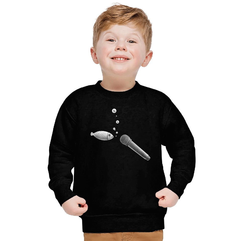 Funny Fish Singer with Microphone Creative Music Lover Sweatshirts