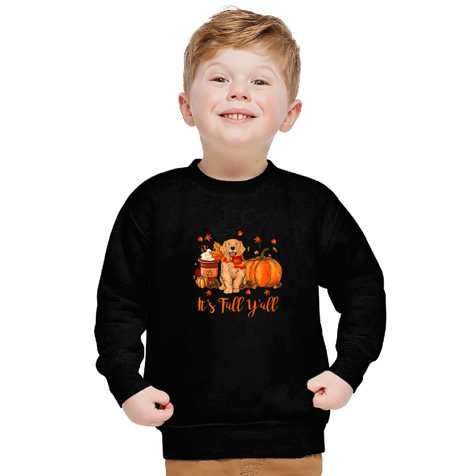 Golden Retriever Fall Scarf Dogs Autumn Leaves Pumpkin Spice Sweatshirts