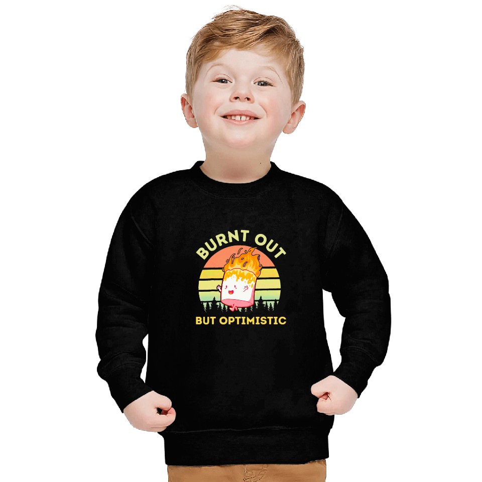 Burnt Out But Optimistic Retro vintages Sunset Marshmallow Sweatshirts