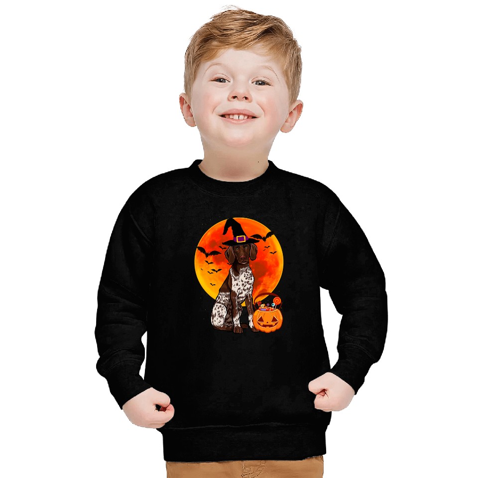 Halloween German Shorthaired Pointer Jack O Lantern Pumpkin Sweatshirts
