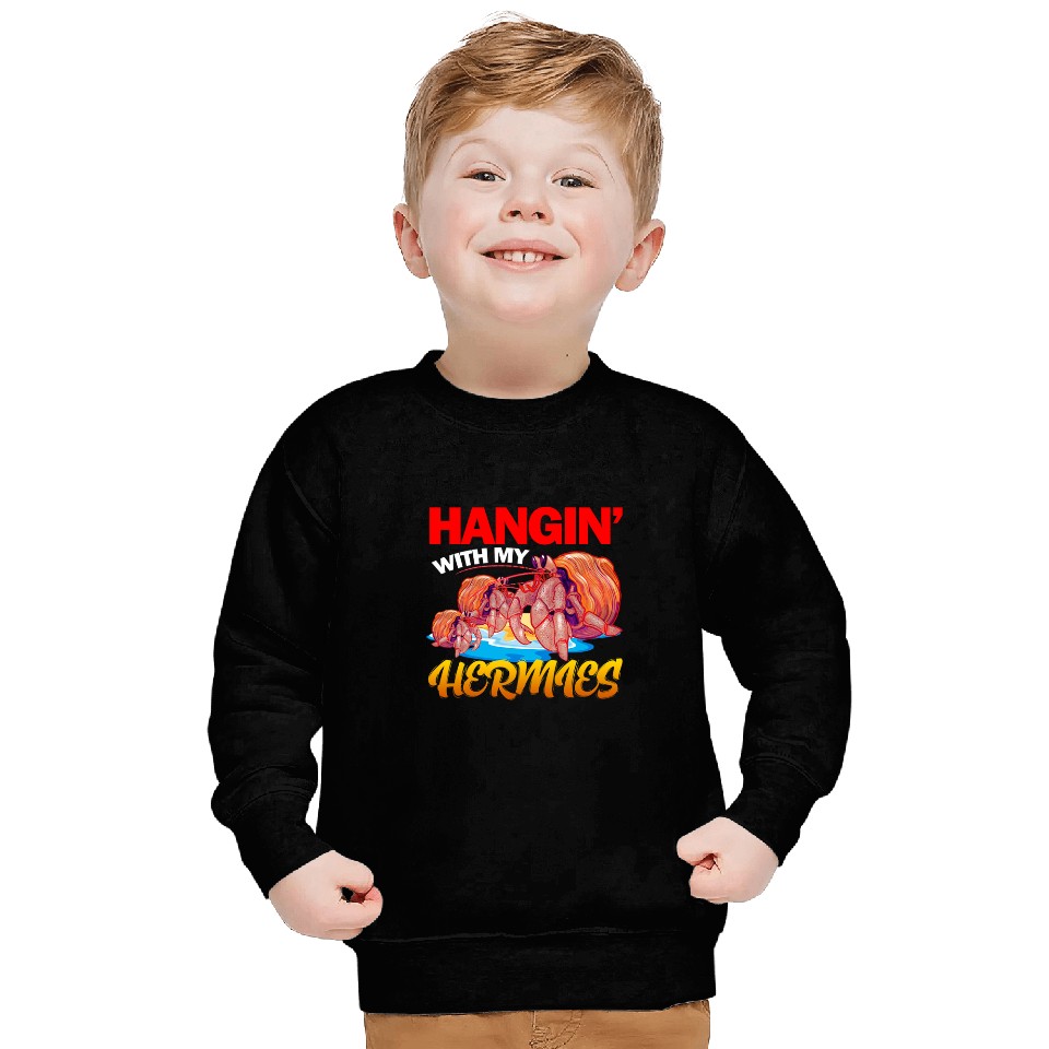 Hangin With My Hermies Funny Hermit Crab Art Sweatshirts