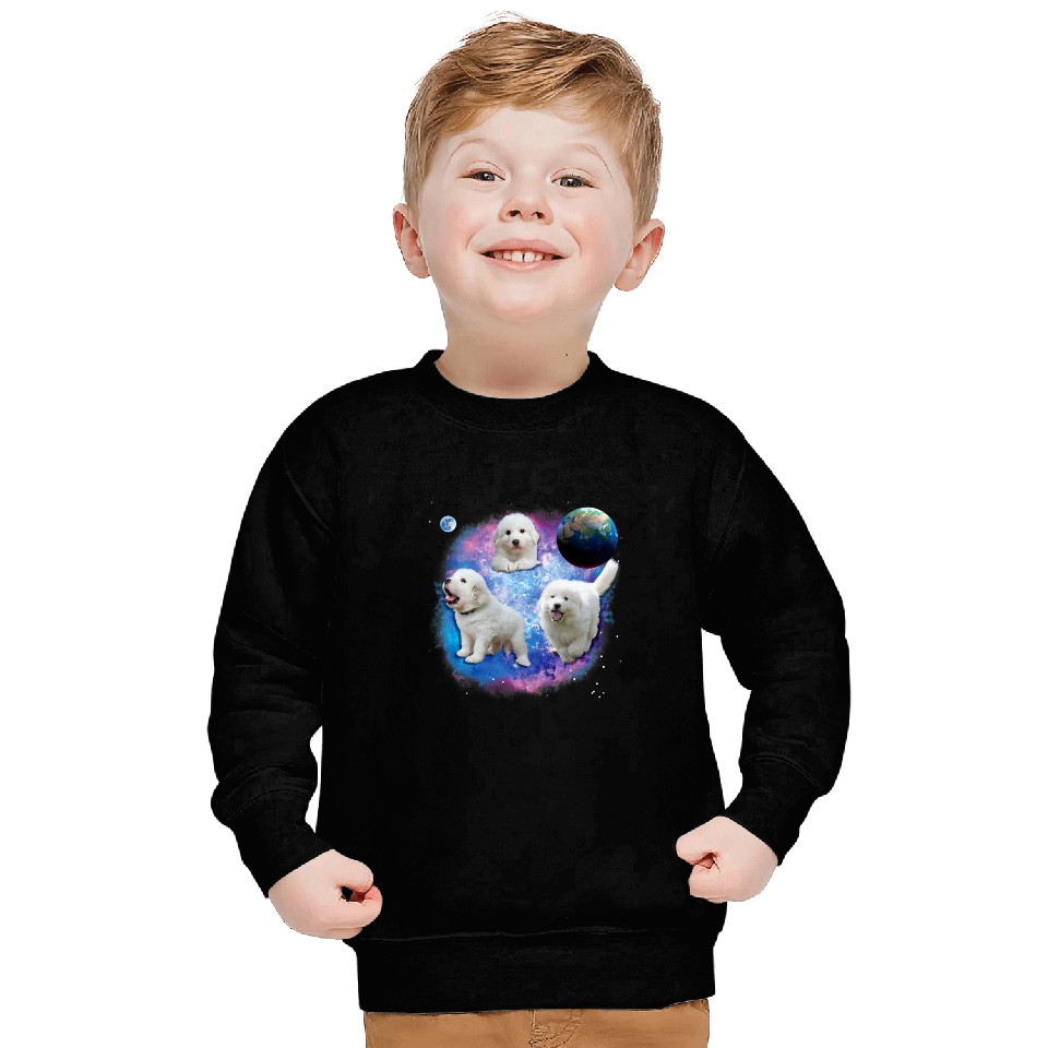 Great Pyrenees Puppies Flying in Space Funny Great Pyrenees Sweatshirts