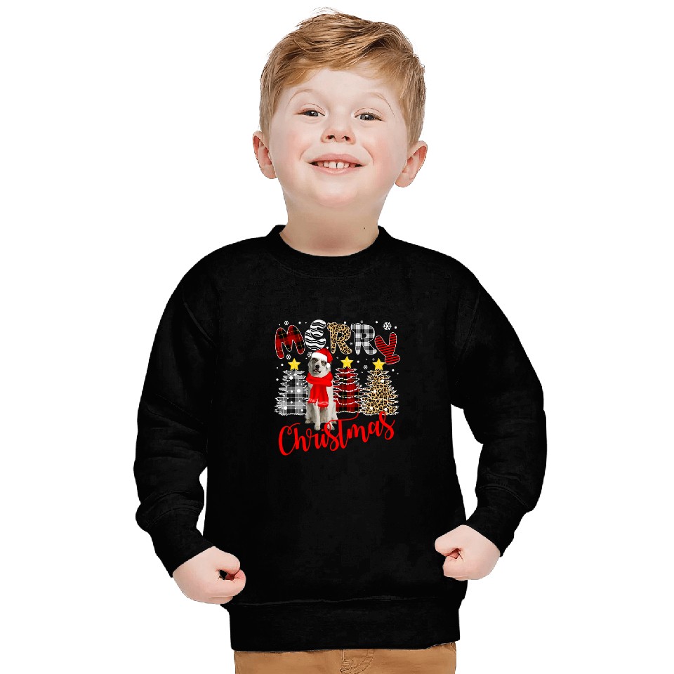Great Pyrenees Merry Christmas Tree Leopard Plaid Printed Sweatshirts