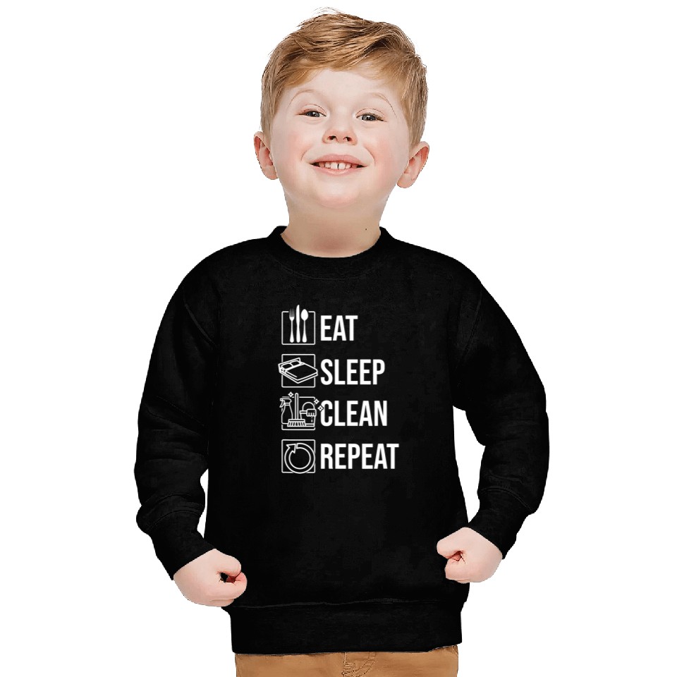 Eat Sleep Clean Repeat Funny Cleaner Maid Sweatshirts
