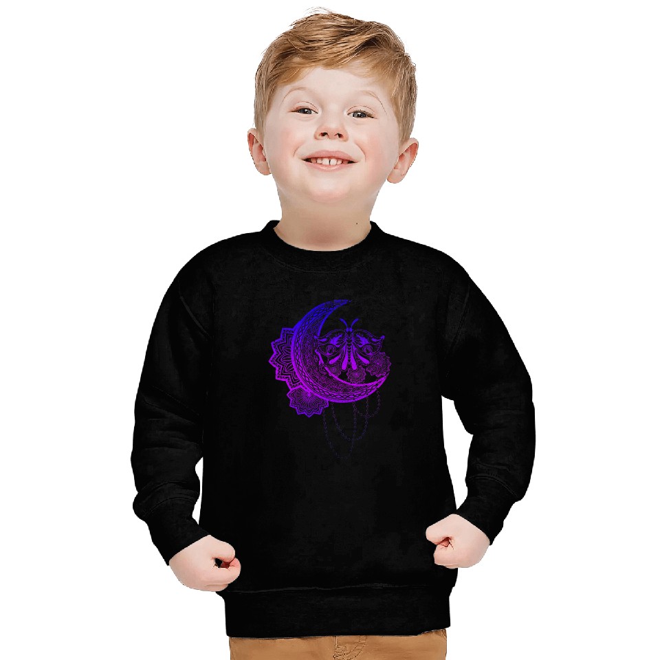 Moth Astrology Witchcraft Insect Pagan Occult Crescent Moon Sweatshirts