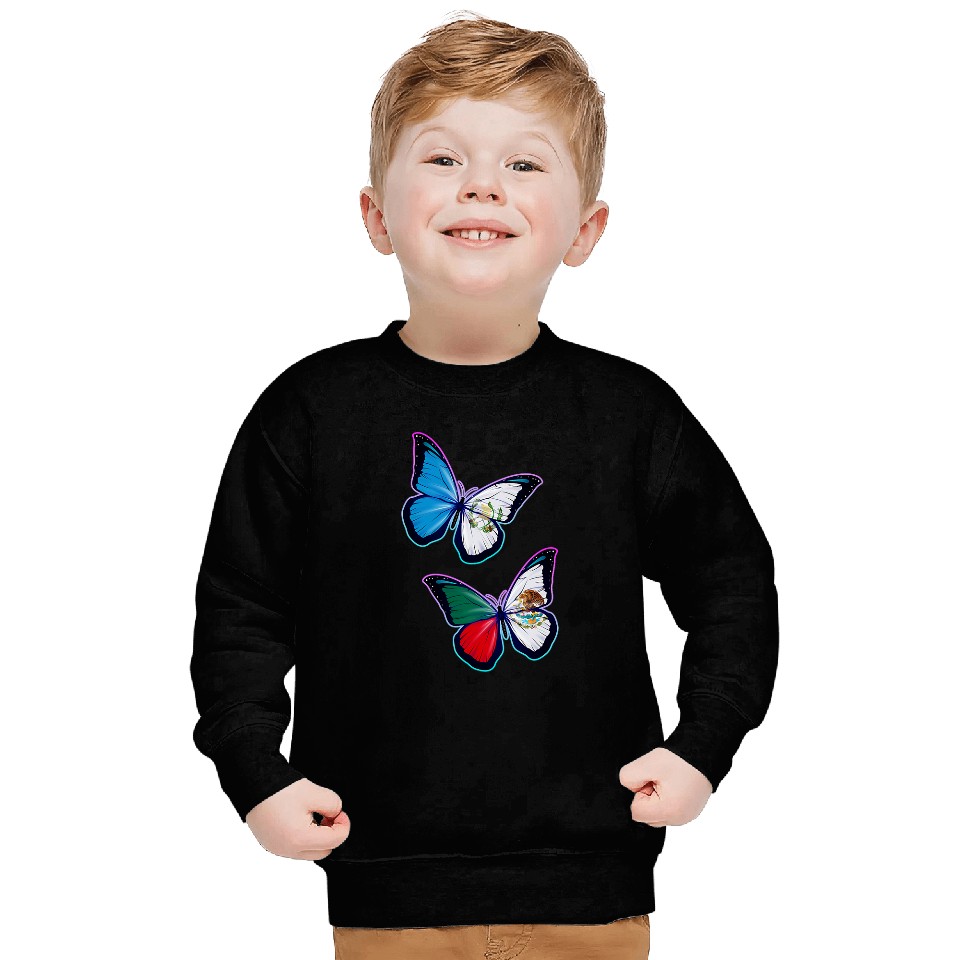 Mexico and Guatemala bicultural roots  Butterfly version Sweatshirts