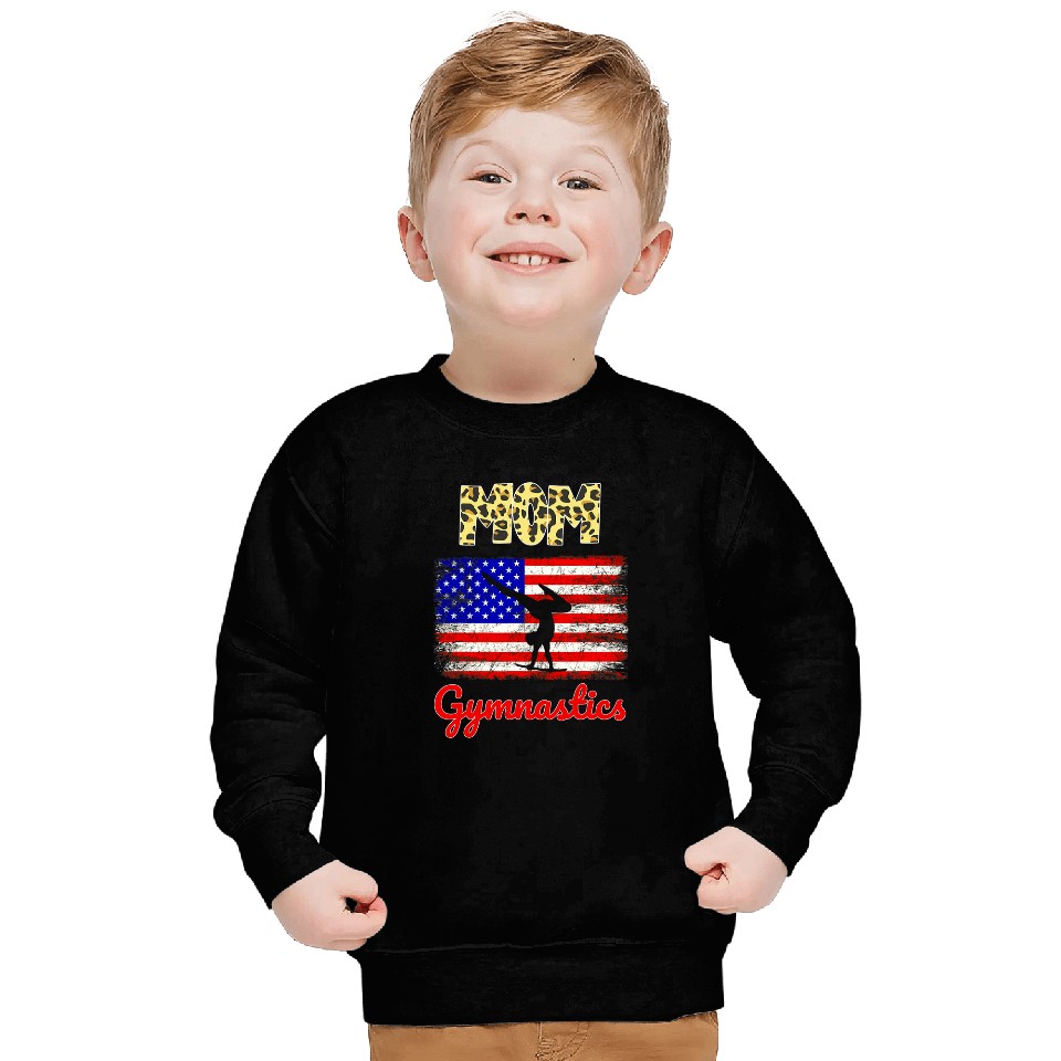 Mothers day Gymnastics Mom USA American Flag Sweatshirts
