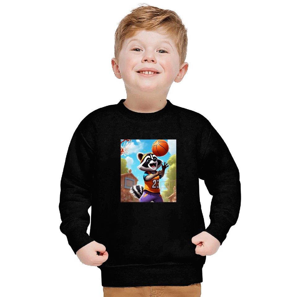 Raccoon Paying Basketball Sweatshirts