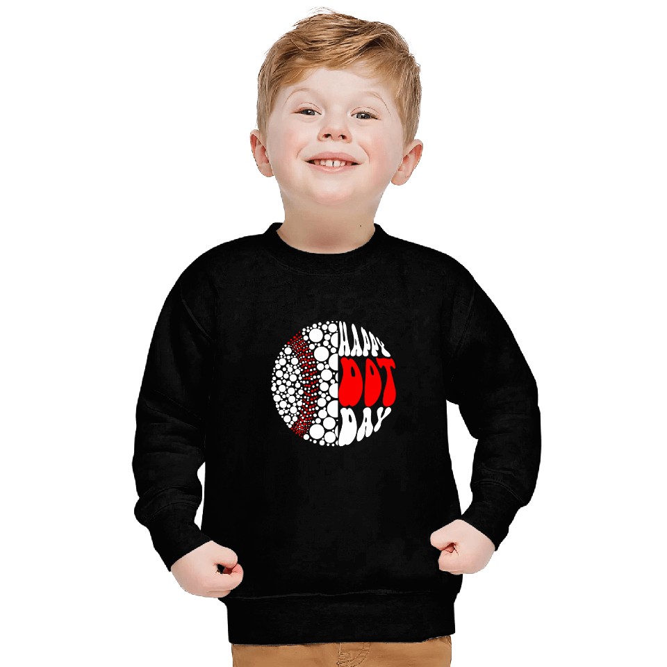Retro Groovy Baseball Ball With Polka Dots Happy Dot Day Boy Sweatshirts
