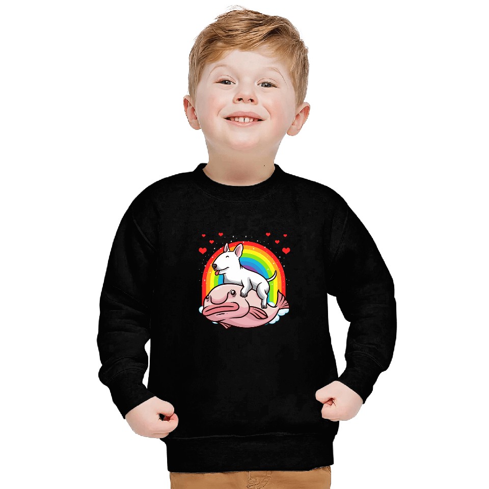 Miniature Bull Terrier Dog With Blobfish Sweatshirts