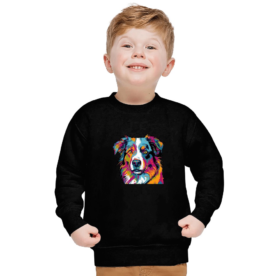 PopPups Artistry Cute Australian Shepherd PopArt Sweatshirts